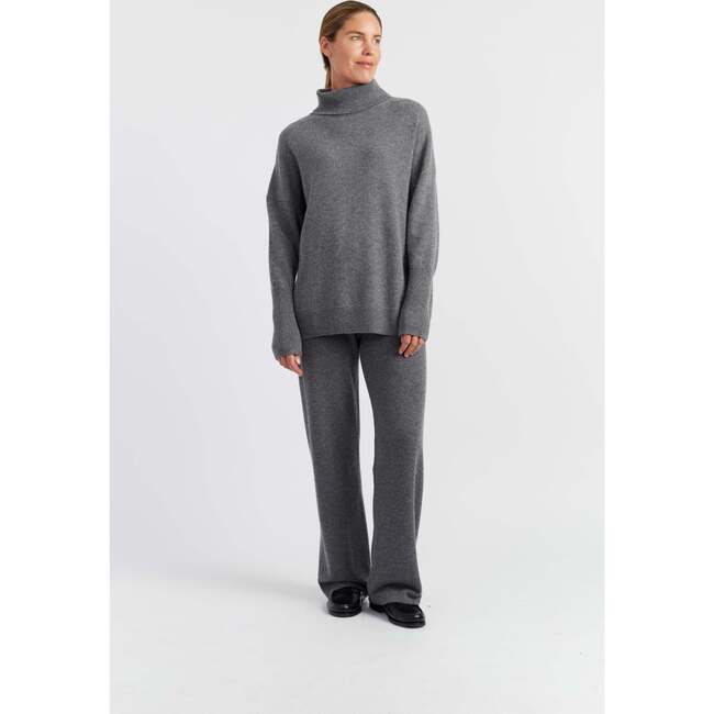 Pure Cashmere Roll Neck Sweater, Mid Grey Melange - Sweaters - 3