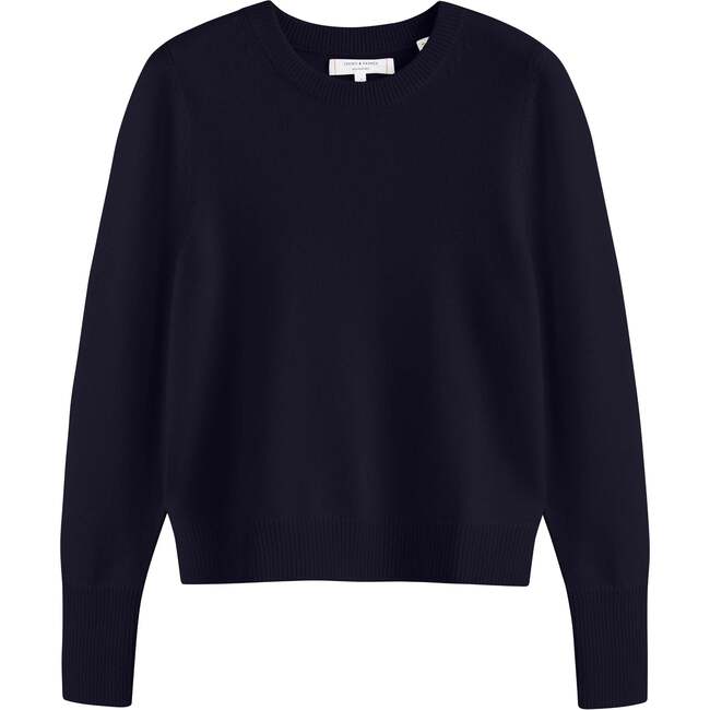 Pure Cashmere Cropped Sweater, Navy - Sweaters - 3