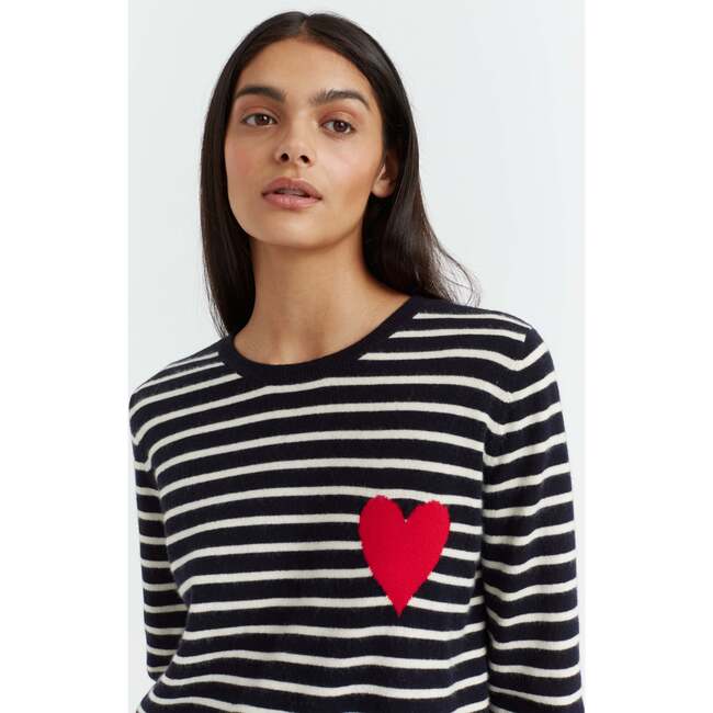 Breton Heart Wool & Cashmere Sweater, Navy