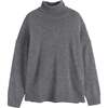 Pure Cashmere Roll Neck Sweater, Mid Grey Melange - Sweaters - 4 - thumbnail
