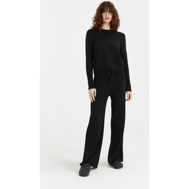 Pure Cashmere Cropped Sweater, Black
