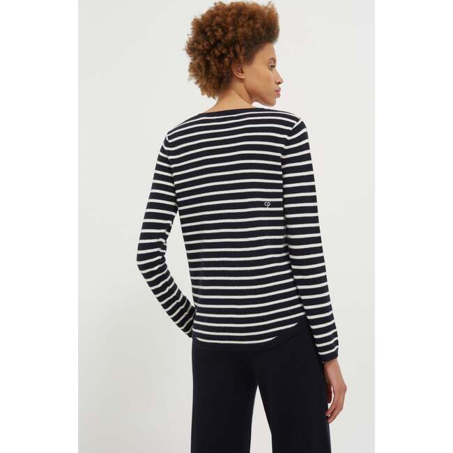 Breton Heart Wool & Cashmere Sweater, Navy - Sweaters - 4