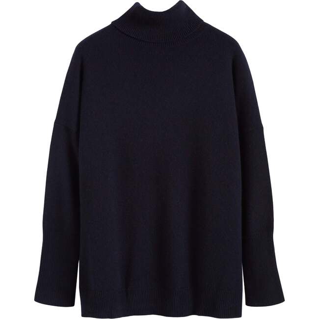 Pure Cashmere Roll Neck Sweater, Navy - Sweaters - 4