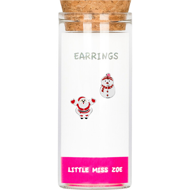 Stud Earrings in a Bottle - Santa/Snowman, Multi