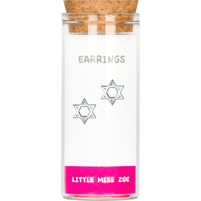Stud Earrings in a Bottle - Star of David, Silver