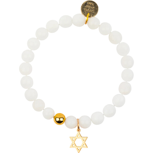 Solid Star of David Gemstone Bracelet, White