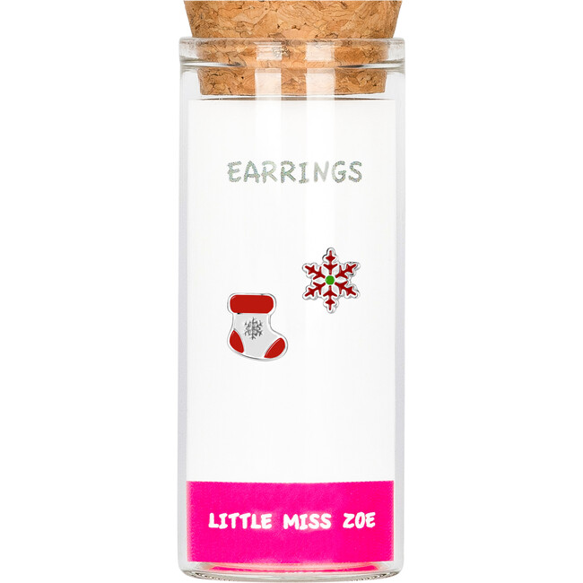 Stud Earrings in a Bottle - Sock/Snowflake, Multi