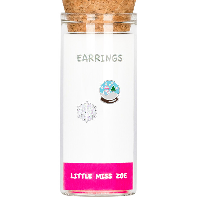 Stud Earrings in a Bottle - Snowflake/Globe, Multi