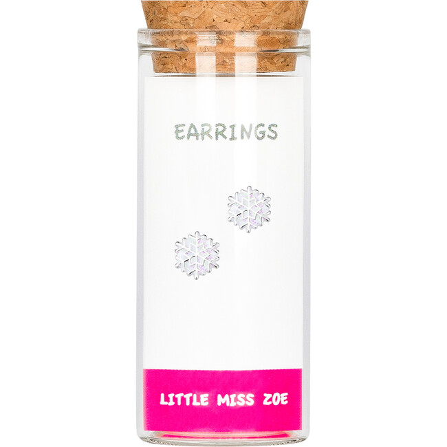 Stud Earrings in a Bottle - Snowflake, white