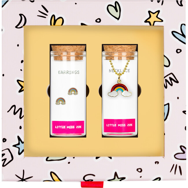 Rainbow Necklace and Earrings Gift Set, Multi