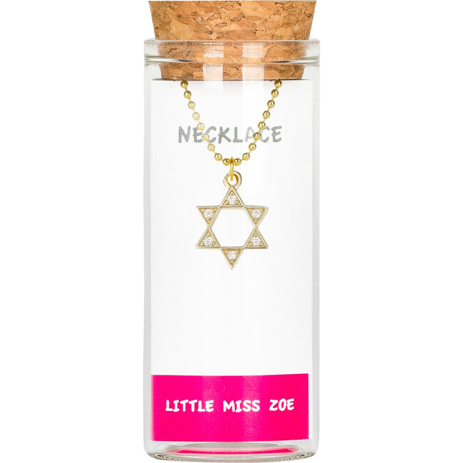 Charming Necklace in a Bottle - Star of David, Gold