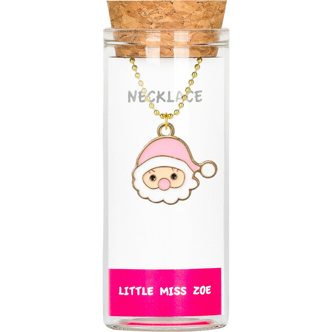 Charming Necklace in a Bottle - Santa, Pink