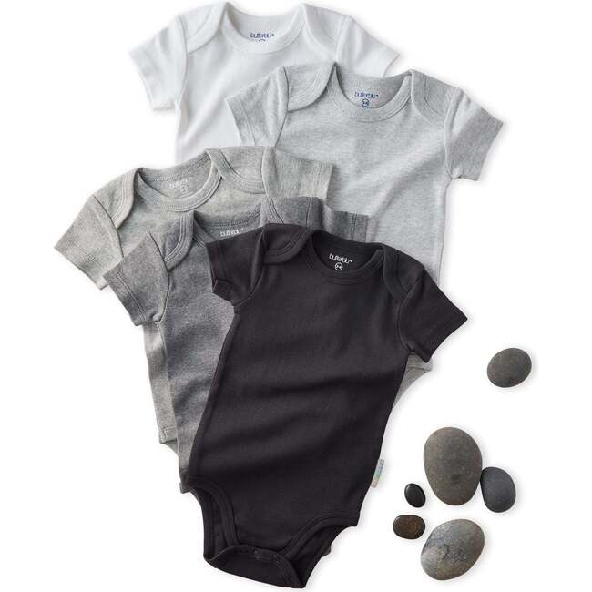 AVERY 5-Pack Short Sleeve Bodysuits, Stone