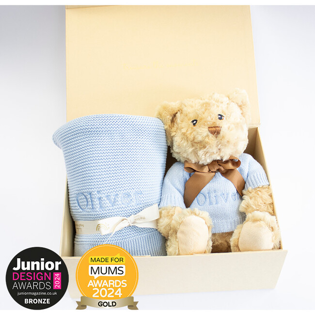 New Baby Blanket And Teddy, Blue Sky