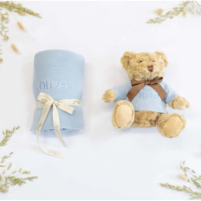 New Baby Blanket And Teddy, Blue Sky
