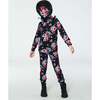 Two Piece Thermal Underwear, Black Printed Roses - Loungewear - 2 - thumbnail