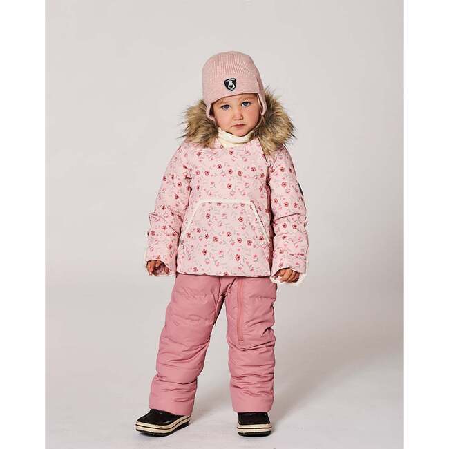 One-Piece Baby Snug Snowsuit Designed for Car Seat, Pink Mini Flowers