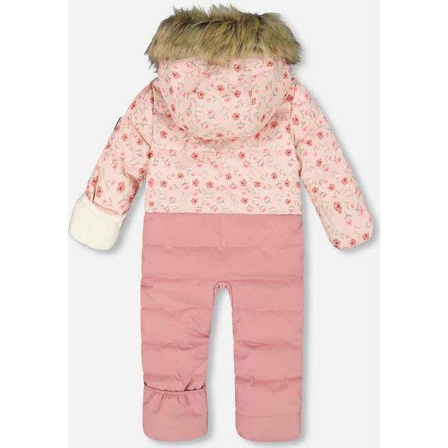 One-Piece Baby Snug Snowsuit Designed for Car Seat, Pink Mini Flowers - Snowsuits - 4