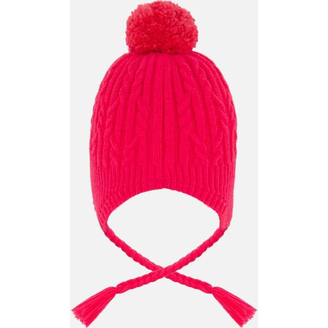 Lined Winter Hat with Pompom, Flash Coral - Winter Hats - 3