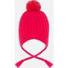 Lined Winter Hat with Pompom, Flash Coral - Winter Hats - 3 - thumbnail