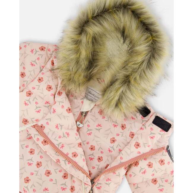 One-Piece Baby Snug Snowsuit Designed for Car Seat, Pink Mini Flowers - Snowsuits - 5