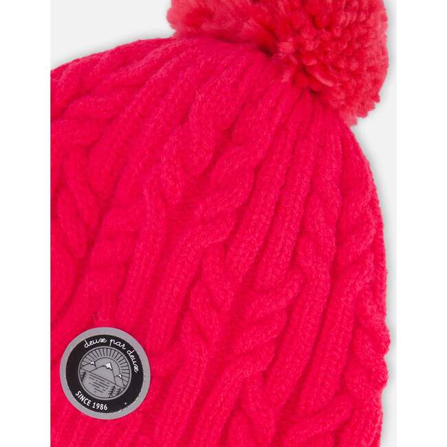 Lined Winter Hat with Pompom, Flash Coral - Winter Hats - 4