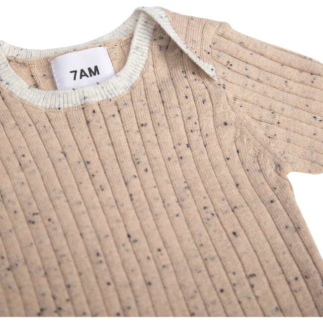 Ribbed Knit Short Sleeve Retro Bodysuit, Oat