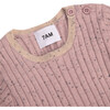 Ribbed Knit Short Sleeve Retro Top, Ash Rose - Shirts - 3 - thumbnail