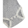 Ribbed Knit Short Sleeve Retro Bodysuit, Heather Grey - Bodysuits - 3 - thumbnail