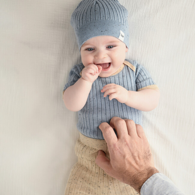 Ribbed Knit Retro Beanie, Lake Blue
