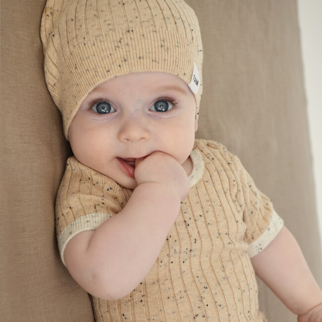 Ribbed Knit Retro Beanie, Oat