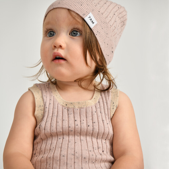 Ribbed Knit Retro Beanie, Ash Rose