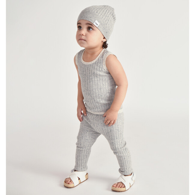 Ribbed Knit Retro Beanie, Heather Grey - Hats - 3