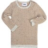 Ribbed Knit Long Sleeve Retro Top, Oat - Shirts - 4 - thumbnail