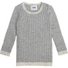 Ribbed Knit Long Sleeve Retro Top, Heather Grey - Shirts - 1 - thumbnail