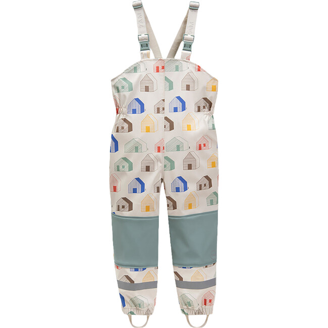 House Print Rain Suspender Pants, Teal