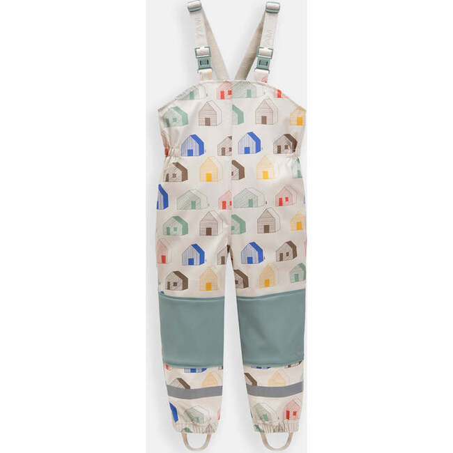 House Print Rain Suspender Pants, Teal