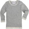 Ribbed Knit Long Sleeve Retro Top, Heather Grey - Shirts - 3 - thumbnail