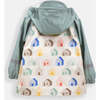 House Print Rain Hooded Jacket, Teal - Raincoats - 3 - thumbnail