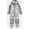 House Print Rain Coverall Jumpsuit, Teal - Raincoats - 2 - thumbnail
