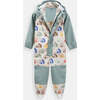House Print Rain Coverall Jumpsuit, Teal - Raincoats - 3 - thumbnail