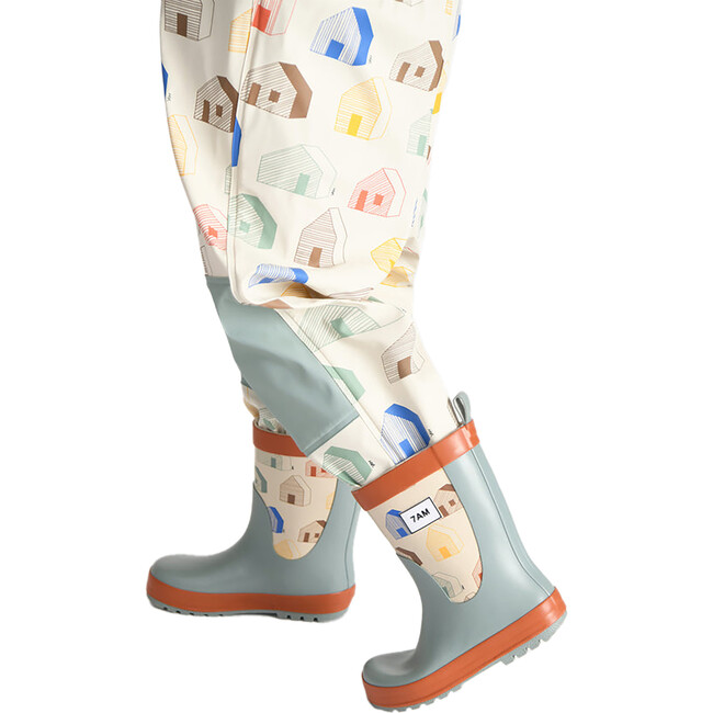 House Print Rain Boots, Teal