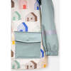 House Print Rain Hooded Jacket, Teal - Raincoats - 5 - thumbnail
