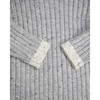 Ribbed Knit Long Sleeve Retro Top, Heather Grey - Shirts - 5 - thumbnail