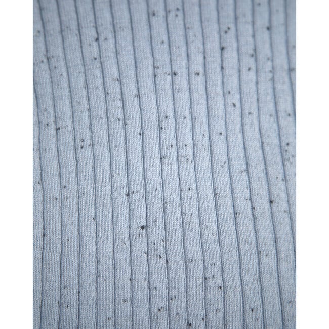 Ribbed Knit Long Sleeve Retro Top, Lake Blue - Shirts - 5