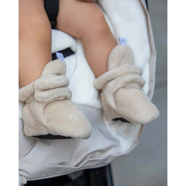 Plush Baby Booties With Anti-Slip Grip Soles, Sand