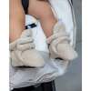 Plush Baby Booties With Anti-Slip Grip Soles, Sand - Booties - 2 - thumbnail