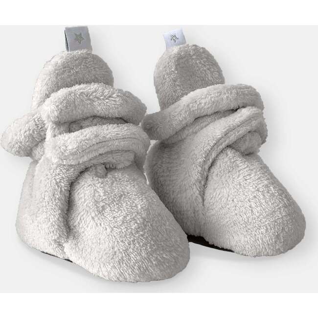 Plush Baby Booties With Anti-Slip Grip Soles, Pearl