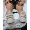 Plush Baby Booties With Anti-Slip Grip Soles, Sand - Booties - 4 - thumbnail