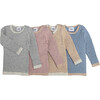 Ribbed Knit Long Sleeve Retro Top, Heather Grey - Shirts - 9 - thumbnail